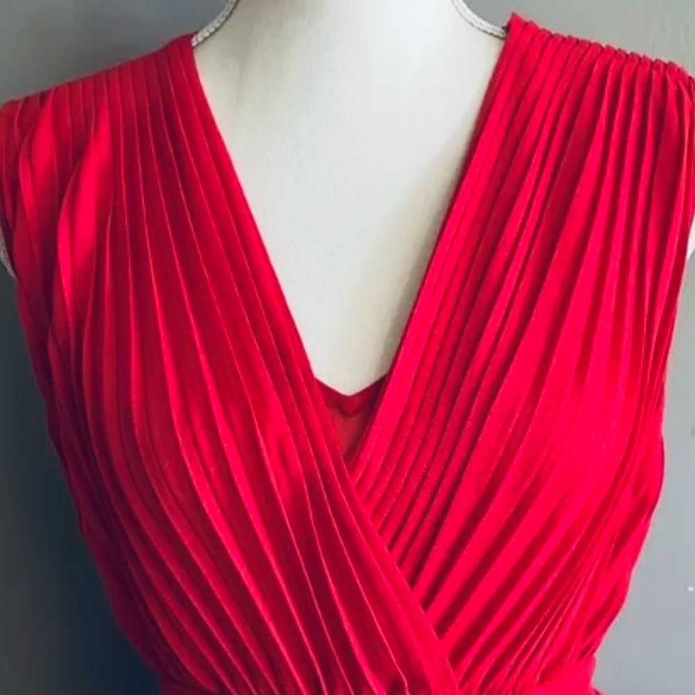 Rare Find Tracy Reese Pleated Red Dress - Picture 1 of 6